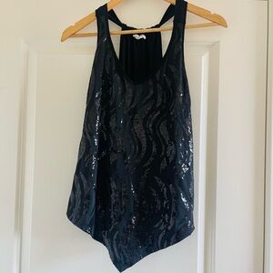 Elegant Black Sequin Tank Top